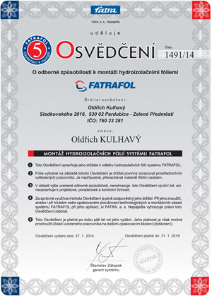 Certifikát Fatrafol