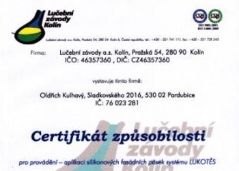 Certifikát Lučební závody Kolín